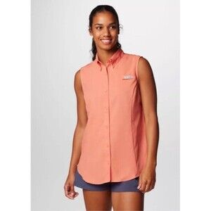 Columbia Women's Sleeveless Peach Button Down Shirt